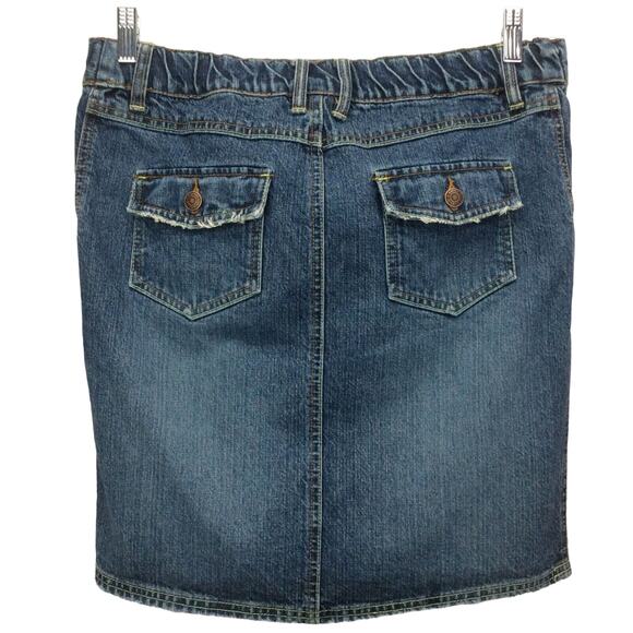Old Navy Maternity Jean Skirt Women’s Sz S Back Elastic Waist Pockets Low Rise - Picture 3 of 6
